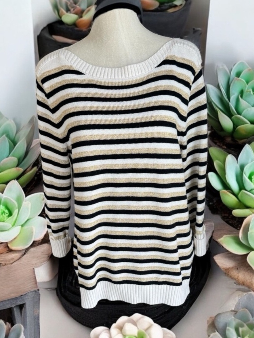 Karen Scott Multi Colored Striped Sweater